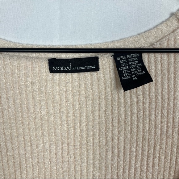 MODA INTL Y2K Babydoll Soft Chenille Scoop Neck Sweater Top Cream M Coquette - Picture 3 of 9
